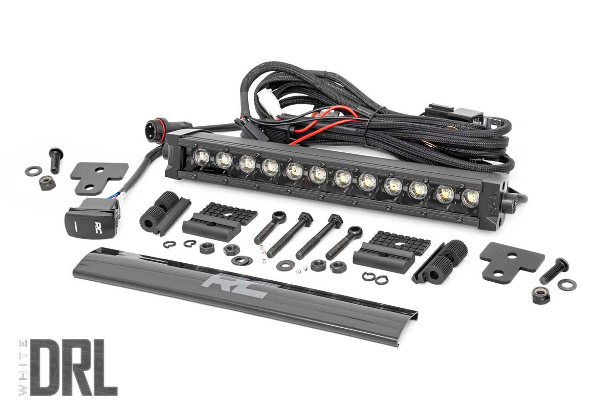 Rough Country 12" LED Light Kit | Bumper Mount | Can-Am Defender HD8/HD9/HD10 - Black Series w/ White DRL