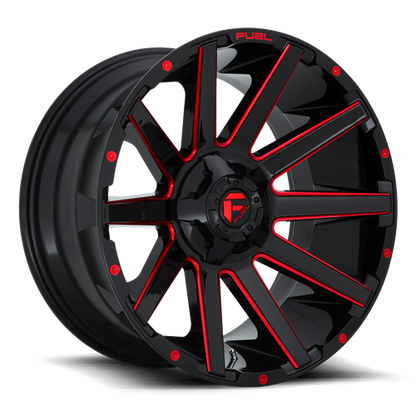 Fuel Off-Road Contra Wheel | 22x10 | -18mm | 5x5.5/5x150 (5x139.7/5x150) Bolt Pattern - Gloss Black Red Tinted Clear
