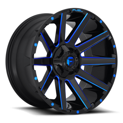 Fuel Off-Road Contra Wheel | 20x9 | +20mm | 5x5.5/5x150 (5x139.7/5x150) Bolt Pattern - Gloss Black Blue Tinted Clear