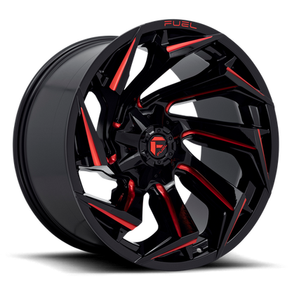 Fuel Off-Road Reaction Wheel | 22x12 | -44mm | 8x180 Bolt Pattern - Gloss Black Milled w/ Red Tint
