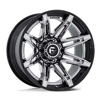 Fuel Off-Road FC401 Brawl Wheel | 8x6.5 (8x165.1) Bolt Pattern - Chrome w/ Gloss Black Lip / 20x10 / -18mm (4.79" BS)