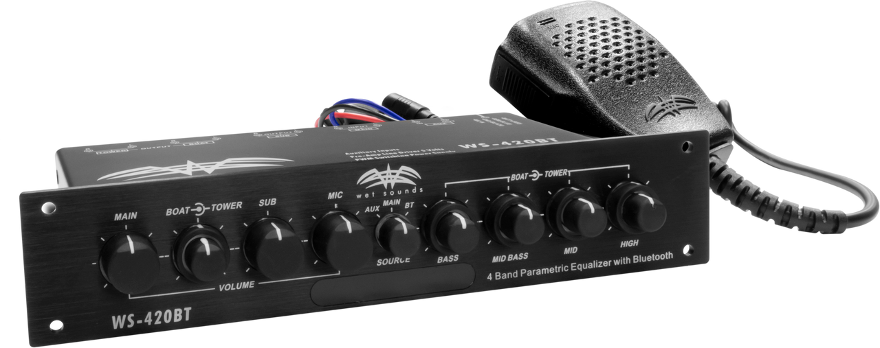 Wet Sounds Marine Multi Zone 4 Band Parametric Equalizer With Integrated Bluetooth | WS-420 BT