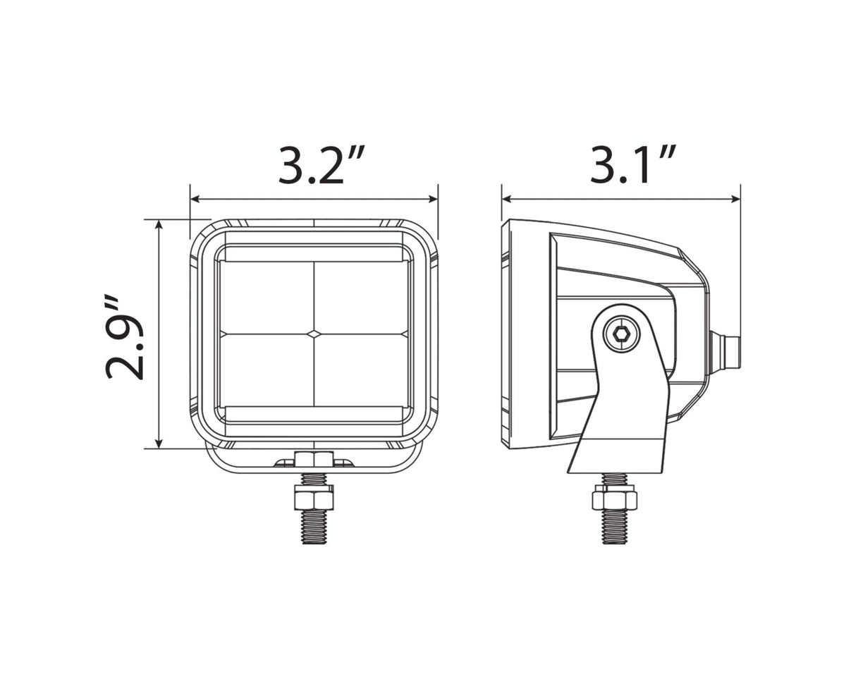 3.2" LED Cube Light (Flood Beam, Amber)