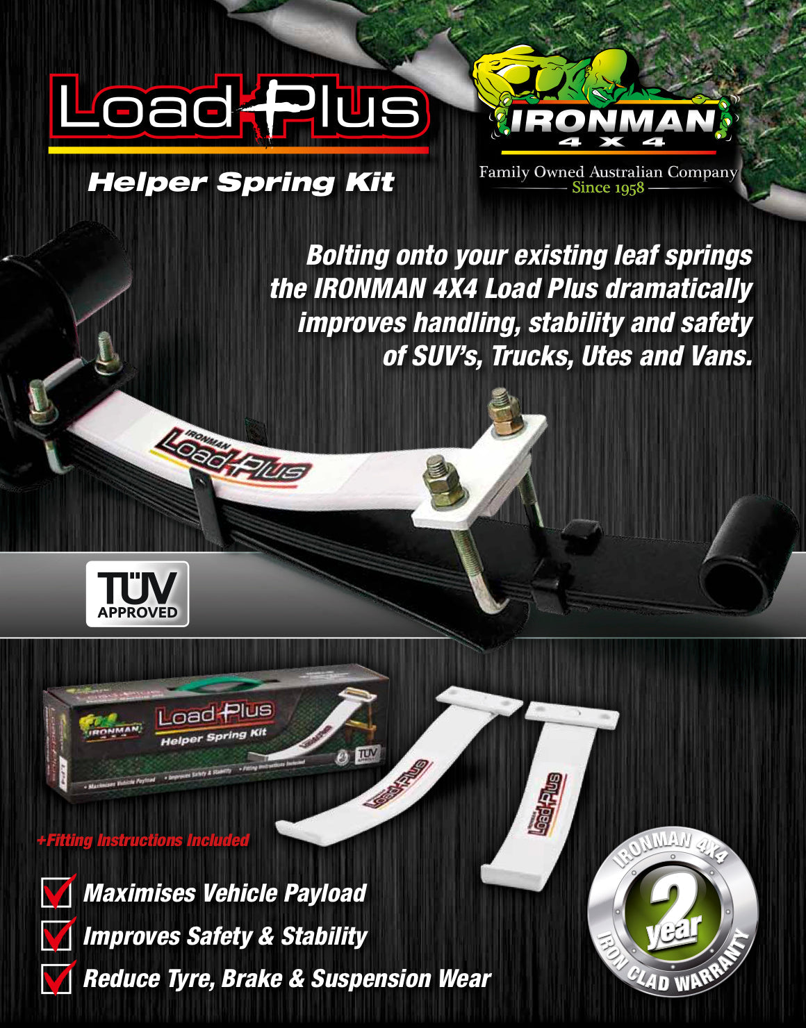 Load Plus Helper Rear Spring Kit for 2.5" Width Leaf Springs