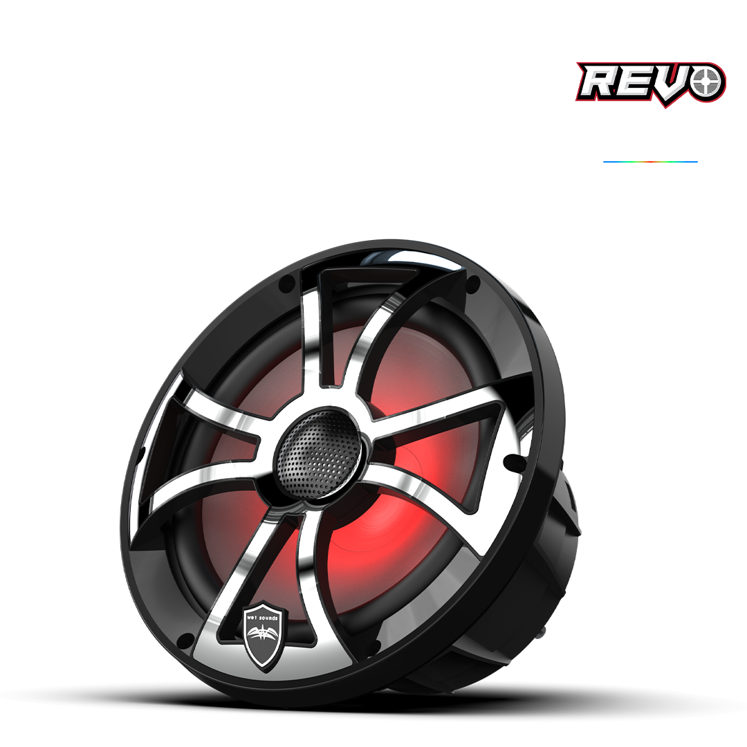 REVO 8 XS-B-SS V3 | REVO 8-inch Black Coaxial Speakers with XS Black Stainless RGB Grilles