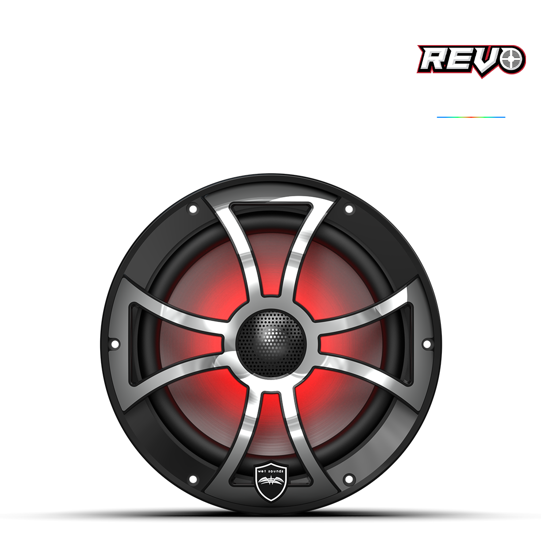 REVO 8 XS-B-SS V3 | REVO 8-inch Black Coaxial Speakers with XS Black Stainless RGB Grilles