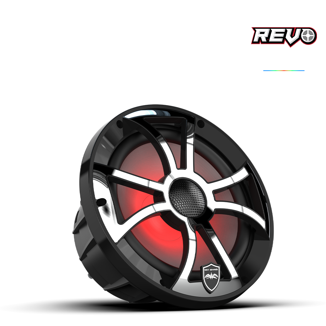 REVO 8 XS-B-SS V3 | REVO 8-inch Black Coaxial Speakers with XS Black Stainless RGB Grilles