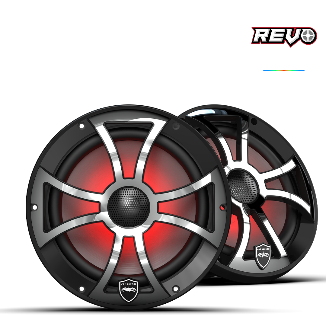 REVO 8 XS-B-SS V3 | REVO 8-inch Black Coaxial Speakers with XS Black Stainless RGB Grilles