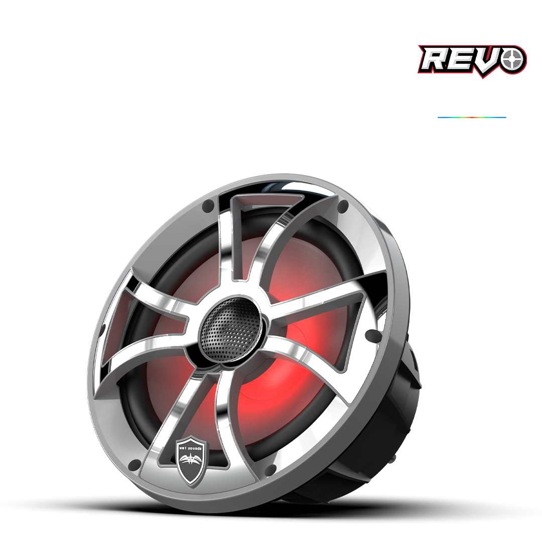 REVO 8-XSG-SS | REVO 8-inch Gunmetal Coaxial Speakers with XS Gunmetal Stainless RGB Grilles