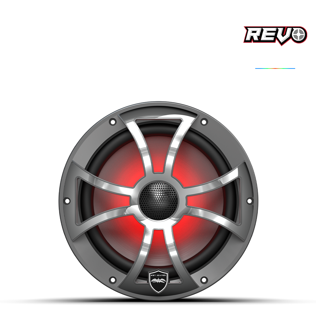 REVO 8-XSG-SS | REVO 8-inch Gunmetal Coaxial Speakers with XS Gunmetal Stainless RGB Grilles
