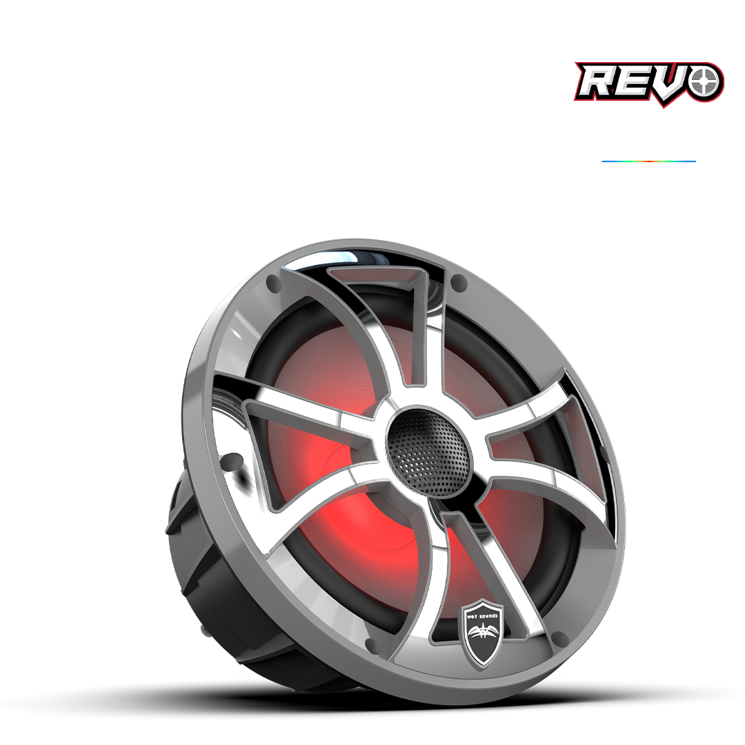 REVO 8-XSG-SS | REVO 8-inch Gunmetal Coaxial Speakers with XS Gunmetal Stainless RGB Grilles