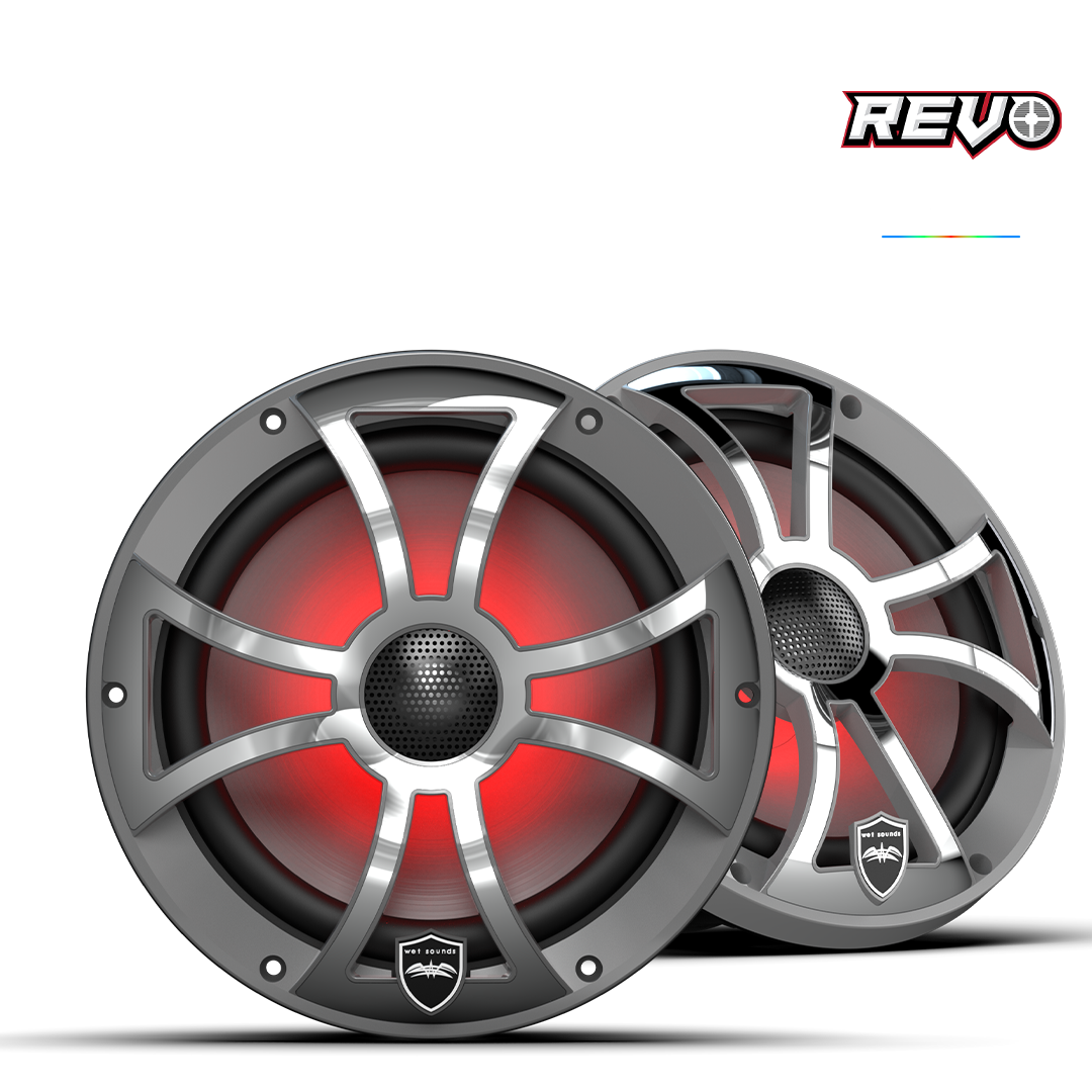 REVO 8-XSG-SS | REVO 8-inch Gunmetal Coaxial Speakers with XS Gunmetal Stainless RGB Grilles