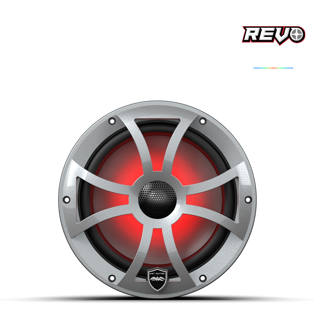 REVO 8-XSS | REVO 8-inch Silver Coaxial Speakers with XS Silver RGB Grilles