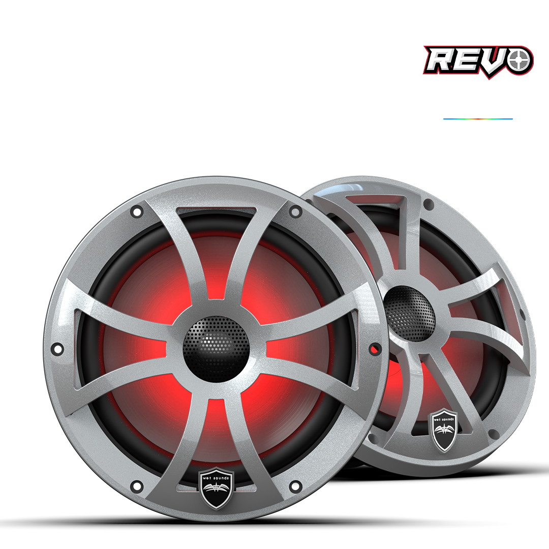 REVO 8-XSS | REVO 8-inch Silver Coaxial Speakers with XS Silver RGB Grilles