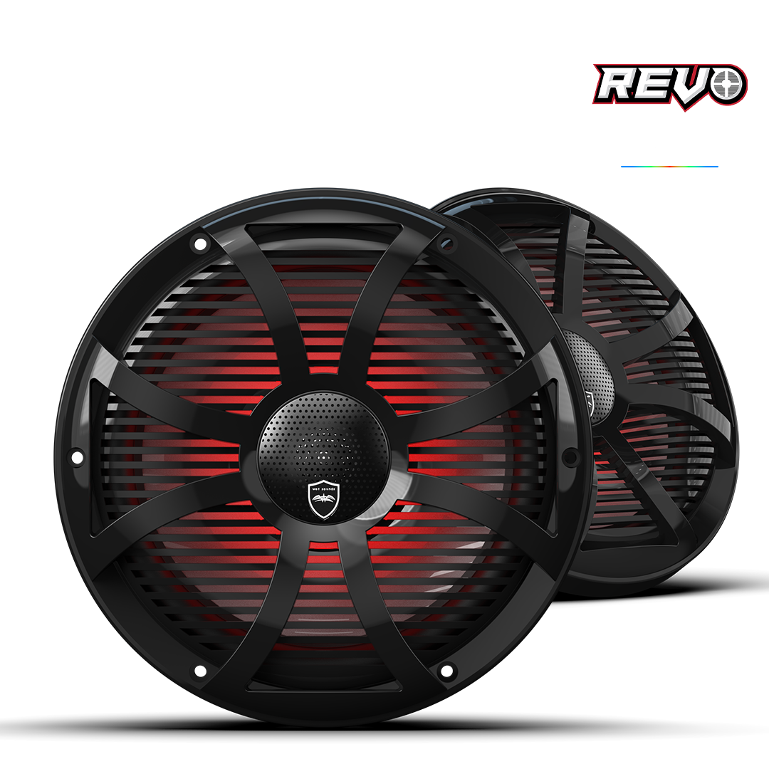 REVO CX-10 SW-B S2 | REVO 10-inch Black Coaxial Speakers with Black SW RGB Grilles
