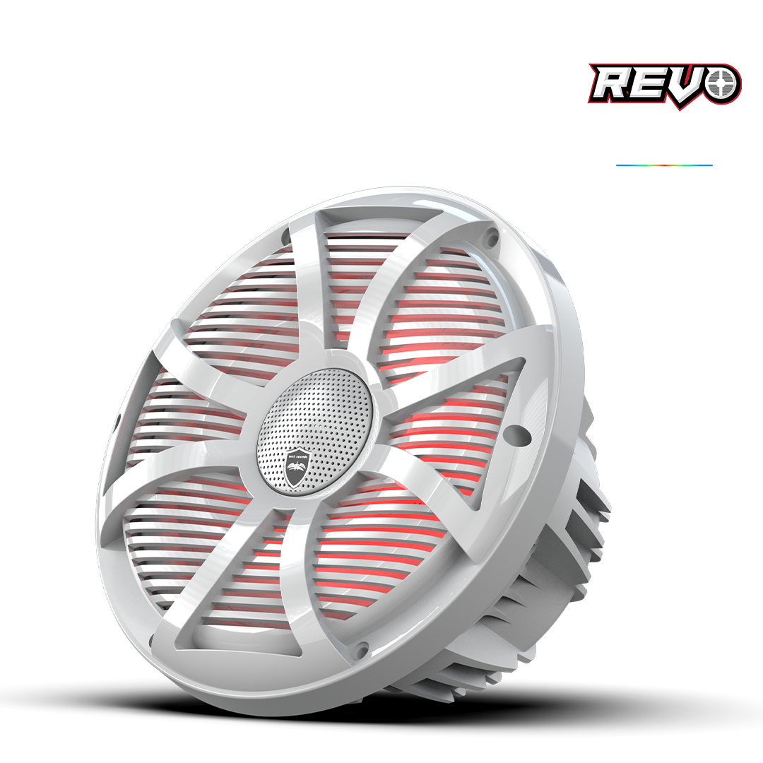 REVO CX-10 SW-W S2 | REVO 10-inch White Coaxial Speakers with White SW RGB Grilles