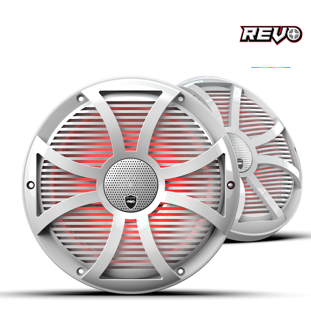 REVO CX-10 SW-W S2 | REVO 10-inch White Coaxial Speakers with White SW RGB Grilles