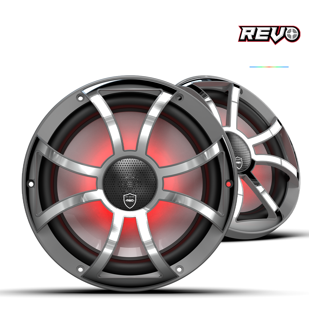 REVO CX-10 XS-G-SS S2 | 10-inch Gunmetal Coaxial Speakers with Gunmetal XS Stainless RGB Grilles