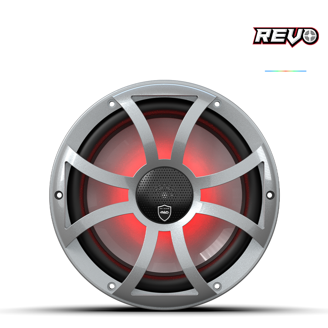 REVO CX-10 XS-S S2 | REVO 10-inch Silver Coaxial Speakers with Silver XS RGB Grilles