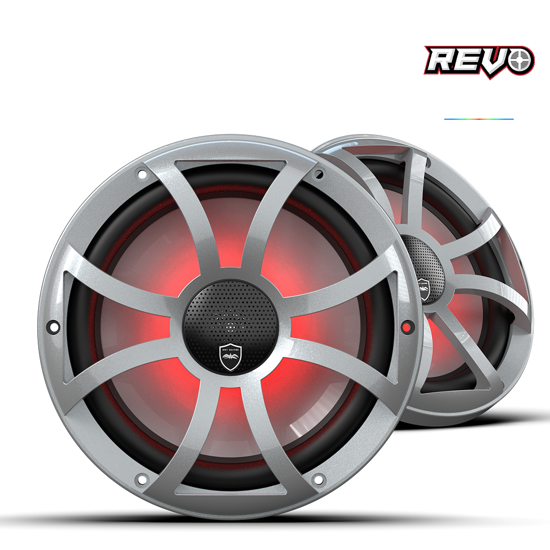REVO CX-10 XS-S S2 | REVO 10-inch Silver Coaxial Speakers with Silver XS RGB Grilles