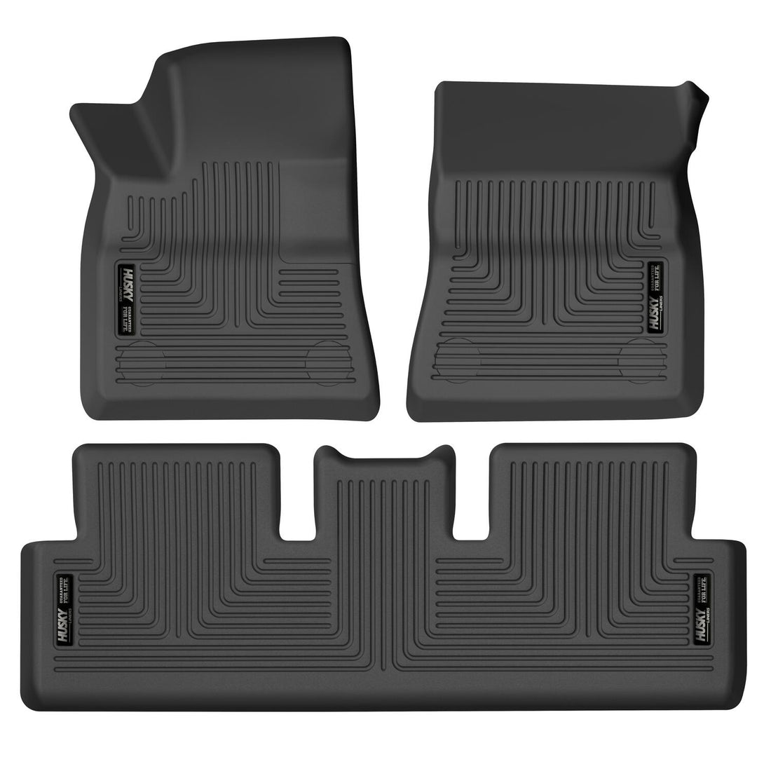 Husky Liners WeatherBeater Front & Second Seat Floor Liners - 3 Piece Fits 2017-2024 Tesla Model 3