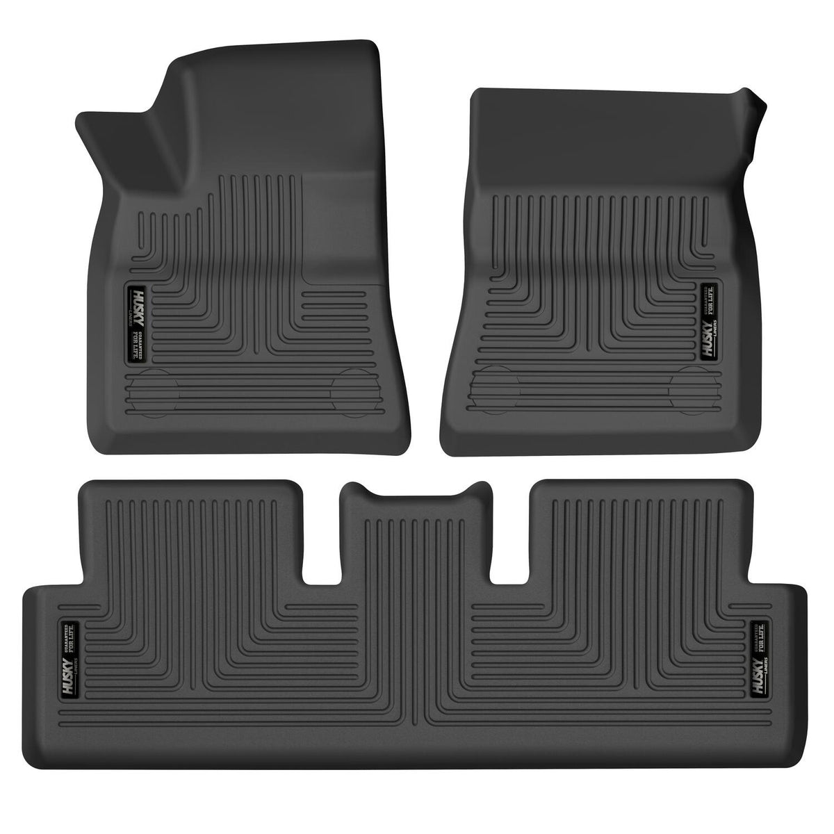 Husky Liners WeatherBeater Front & Second Seat Floor Liners - 3 Piece Fits 2017-2024 Tesla Model 3