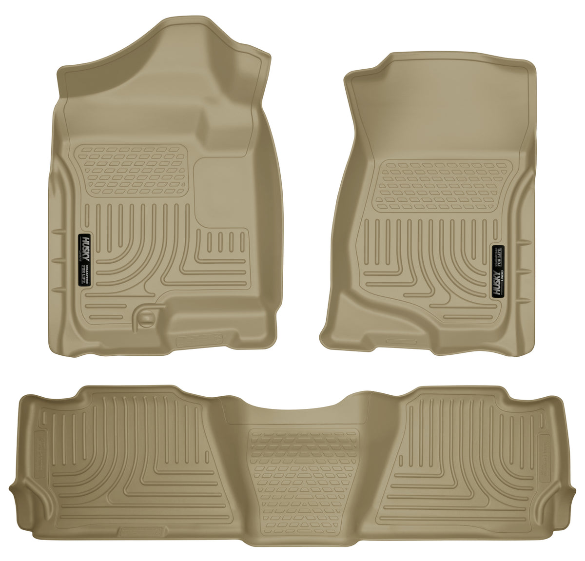Husky Liners WeatherBeater Front & Second Seat Floor Liners - 3 Piece Fits 2007-2014 Cadillac Escalade, Chevy Tahoe, GMC Yukon