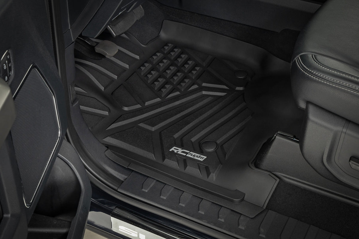 Rough Country Flex-Fit Floor Mats | Ford F-250/F-350 Super Duty 2WD/4WD (2017-2026)