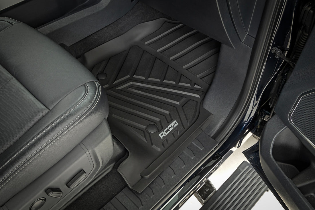 Rough Country Flex-Fit Floor Mats | Ford F-250/F-350 Super Duty 2WD/4WD (2017-2026)