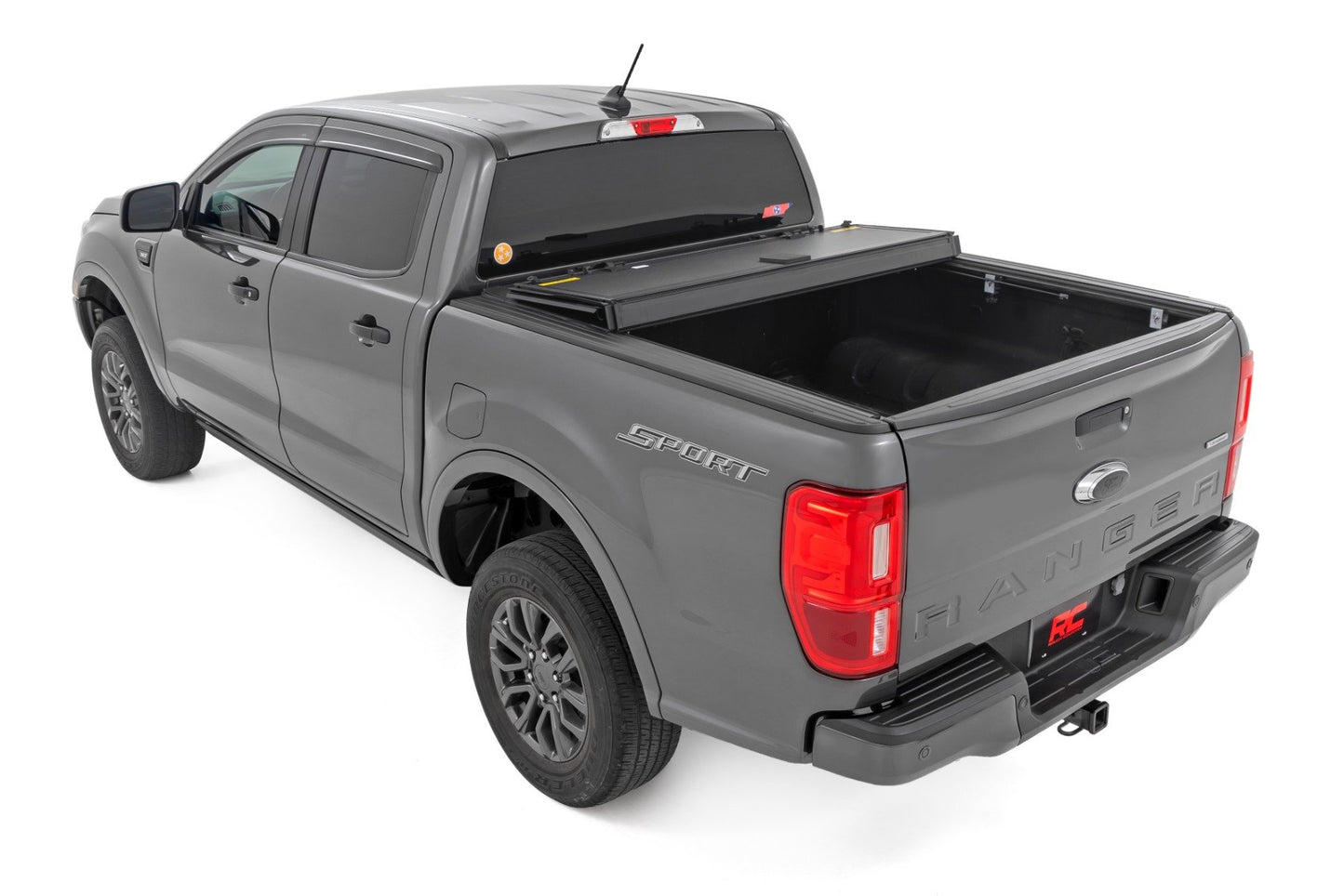 Rough Country (49220500) Hard Tri-Fold Flip Up Bed Cover | 5' Bed | Ford Ranger 2WD/4WD (2019-2023)