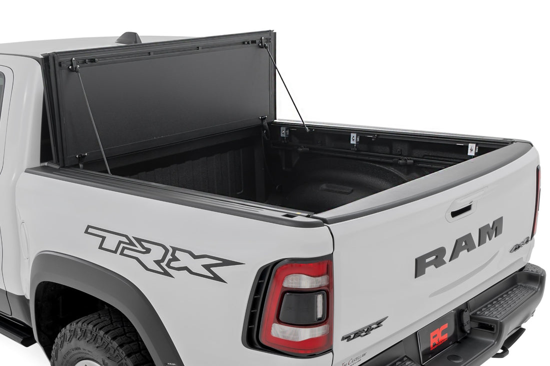 Rough Country Hard Tri-Fold Flip Up Bed Cover | Ram 1500 (19-26)/1500 TRX (21-24)