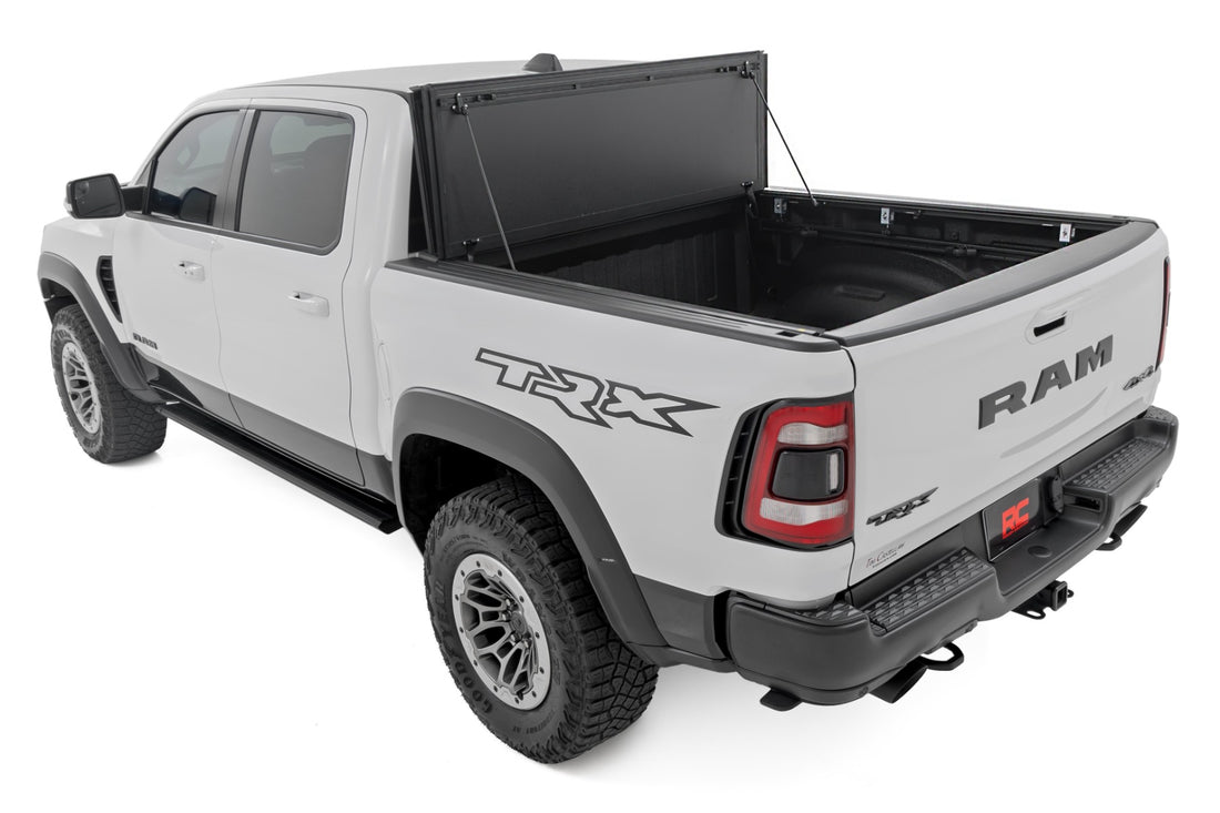 Rough Country Hard Tri-Fold Flip Up Bed Cover | Ram 1500 (19-26)/1500 TRX (21-24)