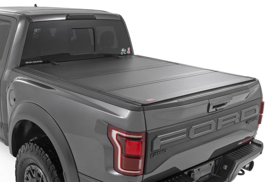 Rough Country (49221550) Hard Tri-Fold Flip Up Bed Cover | 5'7" Bed | Ford F-150 (21-24)/F-150 Lightning (22-24)