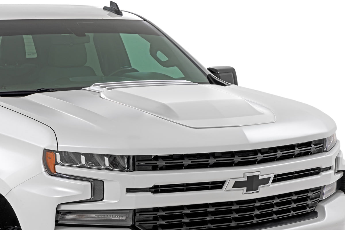 Rough Country Hood Scoop | Chevy Silverado 1500 2WD/4WD (2019-2026 & Refresh) - GAZ | Summit White