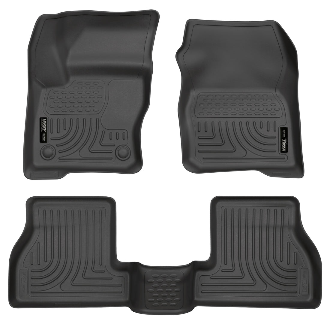 Husky Liners WeatherBeater Front & Second Seat Floor Liners - 3 Piece Fits 2012-2015 Ford Focus