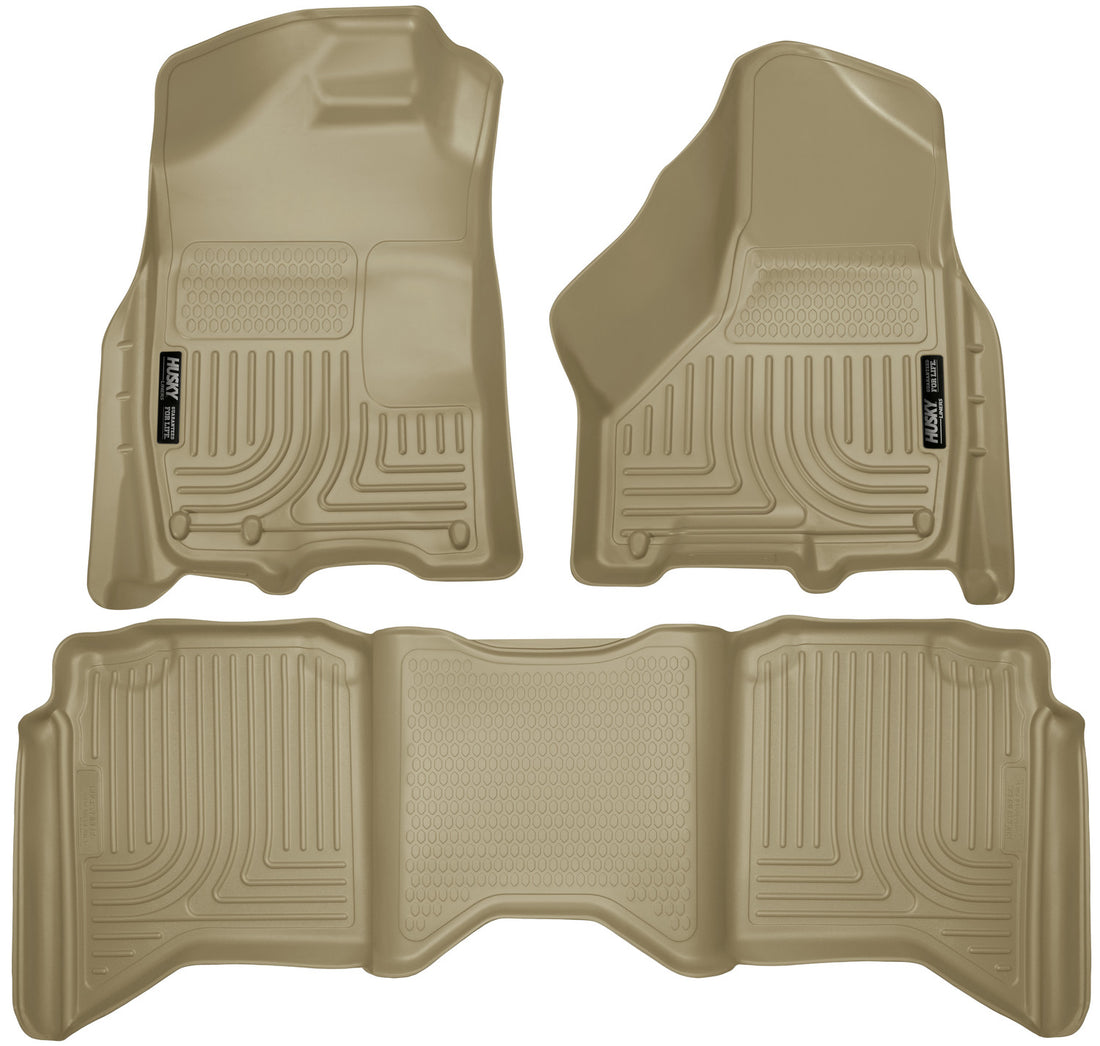 Husky Liners WeatherBeater Front & Second Seat Floor Liners - 3 Piece Fits Many 2009-2024 Dodge, Ram