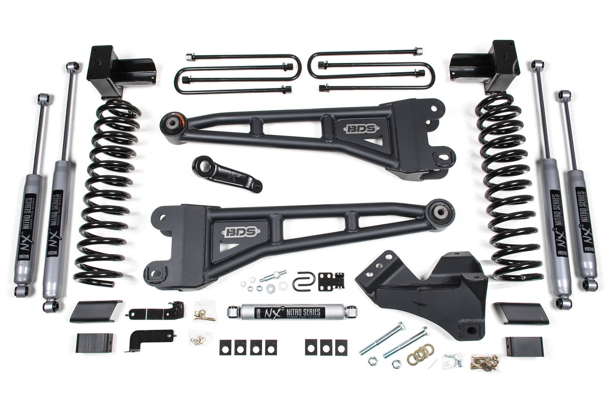 BDS Suspension 4 Inch Lift Kit w/ Radius Arm | Ford F350 Super Duty DRW (17-19) 4WD | Gas - Trucks R Us