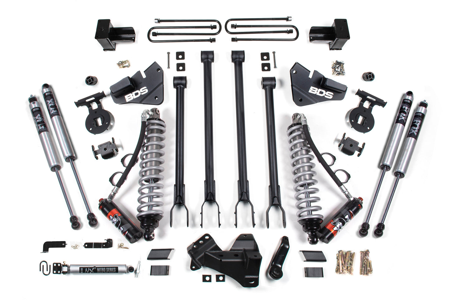4 Inch Lift Kit w/ 4-Link | FOX 2.5 Performance Elite Coil-Over Conversion | Ford F350 Super Duty DRW (17-19) 4WD | Diesel - Trucks R Us