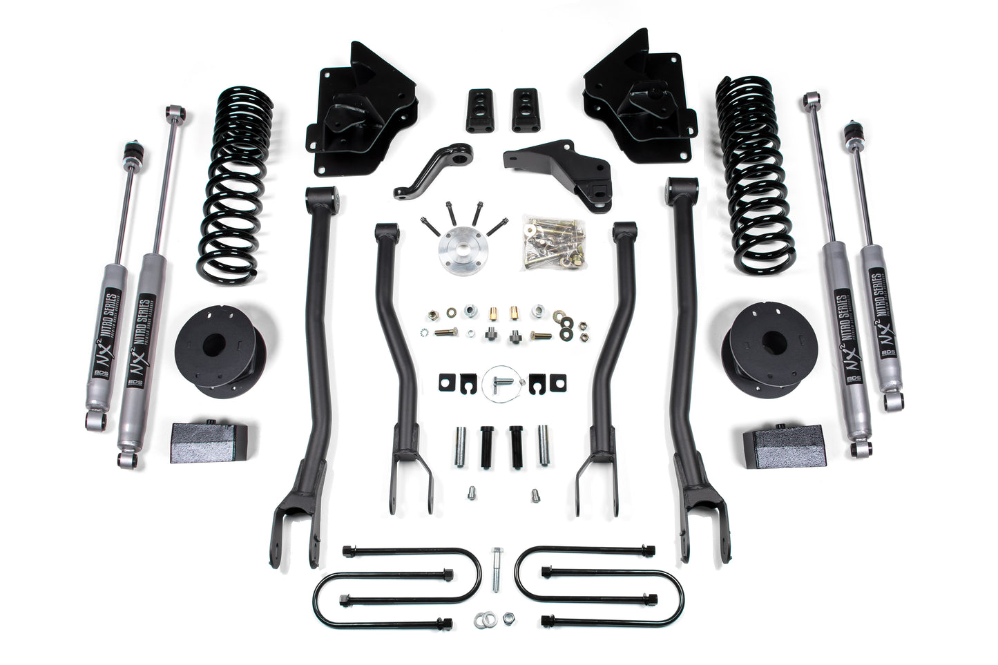 BDS Suspension 4 Inch Lift Kit w/ 4-Link | Ram 3500 w/ Rear Air Ride (13-18) 4WD | Gas