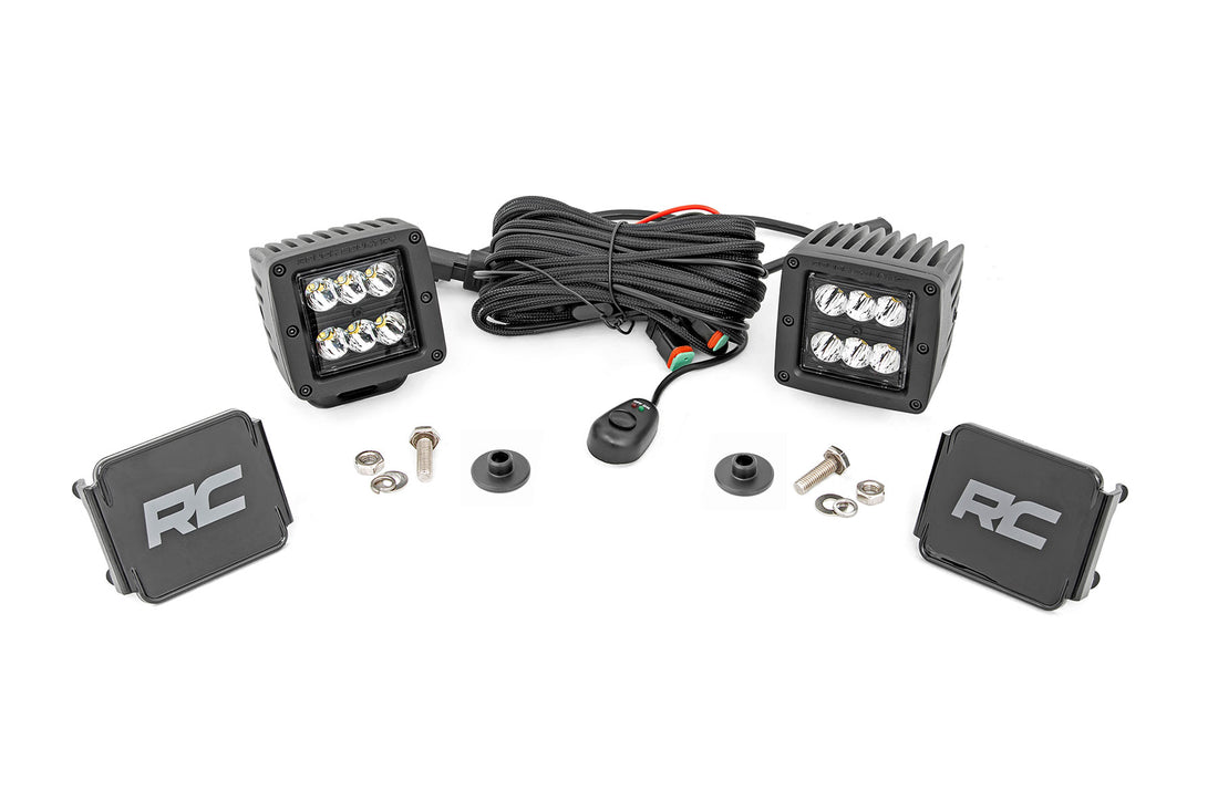 Rough Country LED Ditch Light Kit | Ford Bronco 4WD (2021-2026) - Black Series w/ Spot Beam