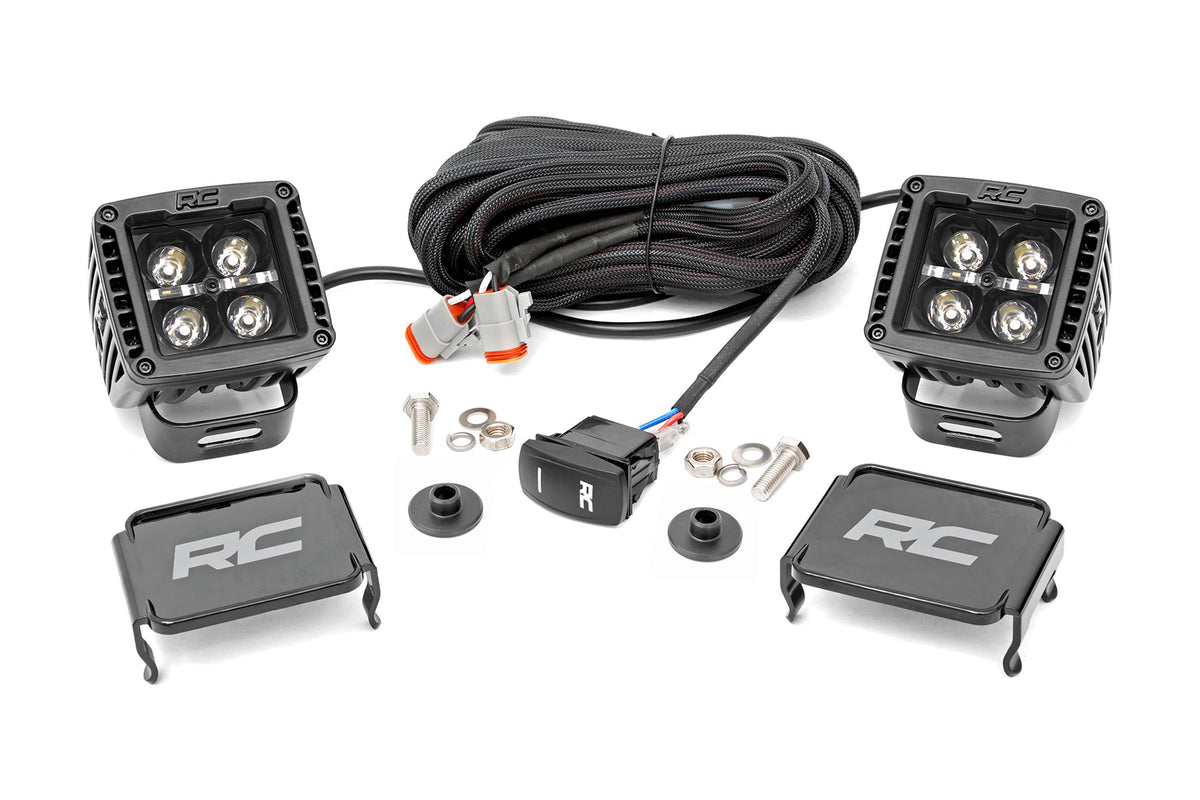 Rough Country LED Ditch Light Kit | Ford Bronco 4WD (2021-2026) - Black Series w/ Amber DRL
