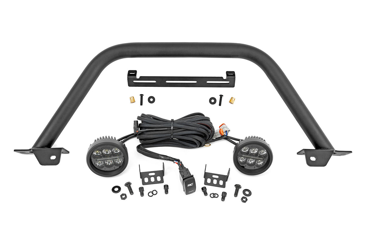 Rough Country Safari Bar | Ford Bronco 4WD (2021-2026) - 3.5" Round w/ Amber DRL