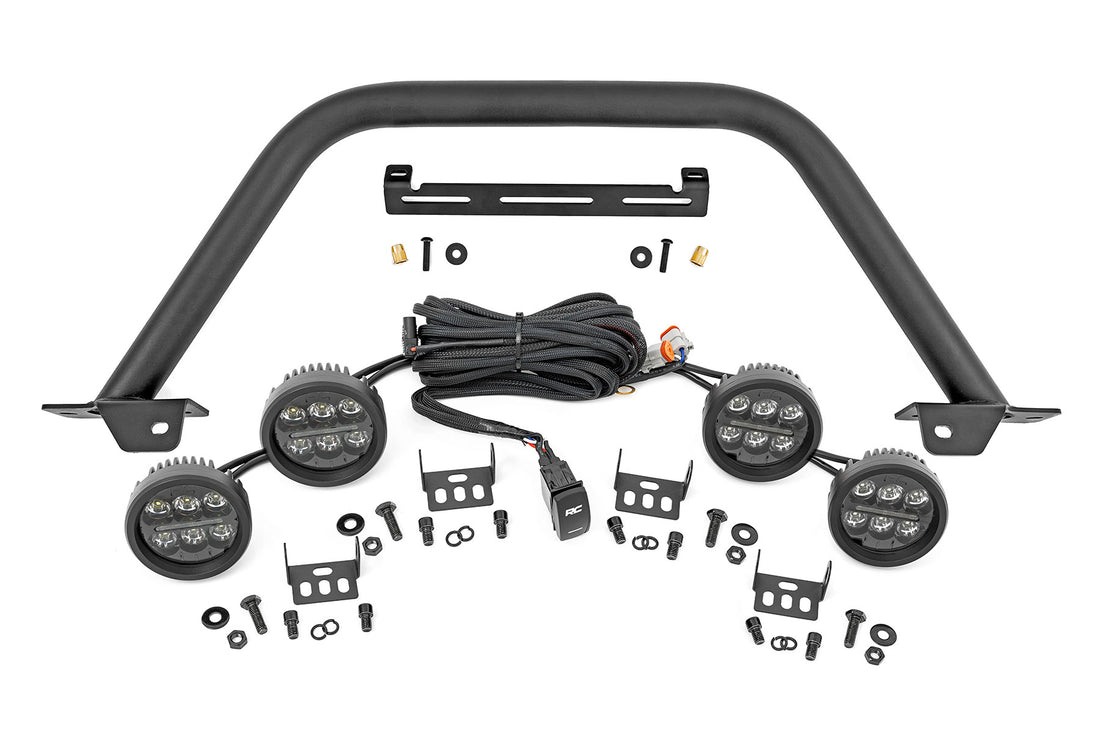 Rough Country Safari Bar | Ford Bronco 4WD (2021-2026) - 3.5" Round w/ Amber DRL (Quad)