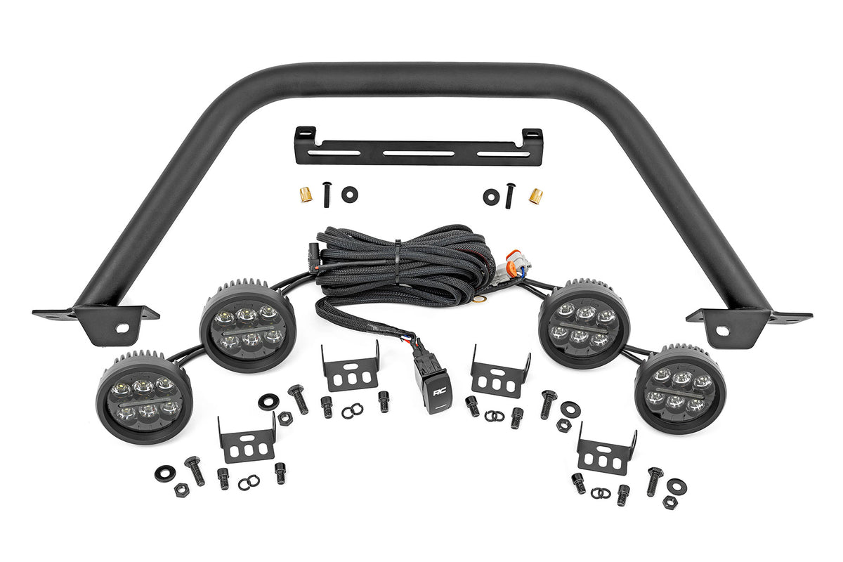 Rough Country Safari Bar | Ford Bronco 4WD (2021-2026) - 3.5" Round w/ Amber DRL (Quad)