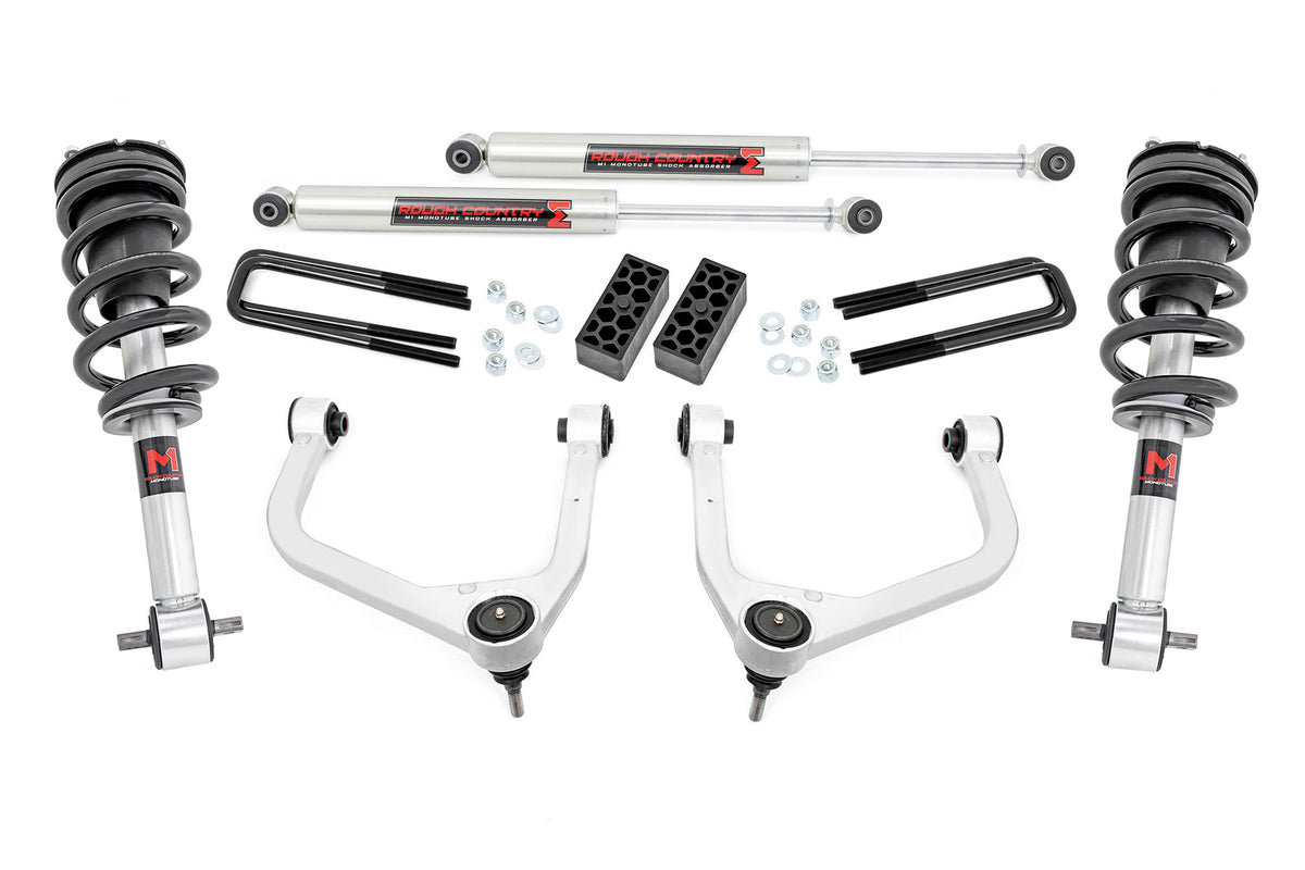 Rough Country 3.5 Inch Lift Kit | Chevy Silverado 1500 2WD/4WD (2019-2024 & Refresh) - Aluminum / Multi-Leaf Spring / M1 Struts w/M1 Rear Shocks