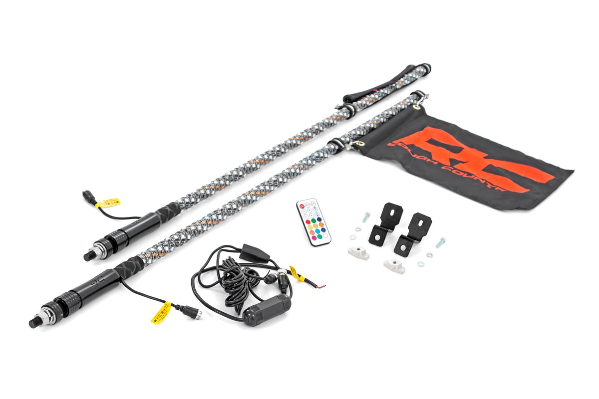 Rough Country LED Whip Light Kit | Can-Am Defender/Segway UT6/UT10 - With 4' LED Whip Lights