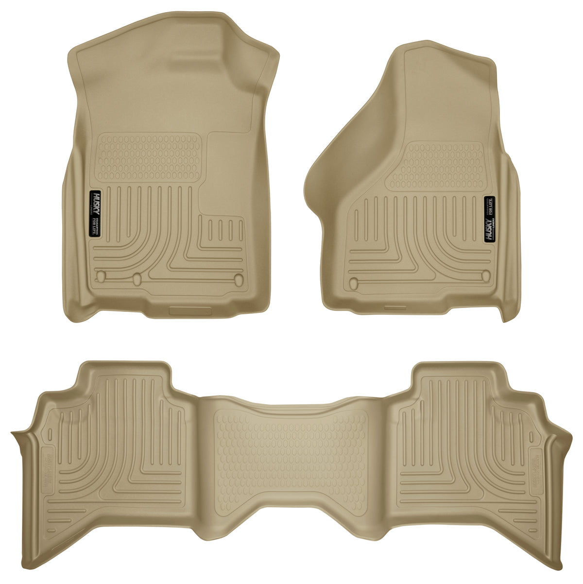 Husky Liners WeatherBeater Front & Second Seat Floor Liners - 3 Piece Fits 2002-2008 Ram 1500, 2003-2009 2500/3500