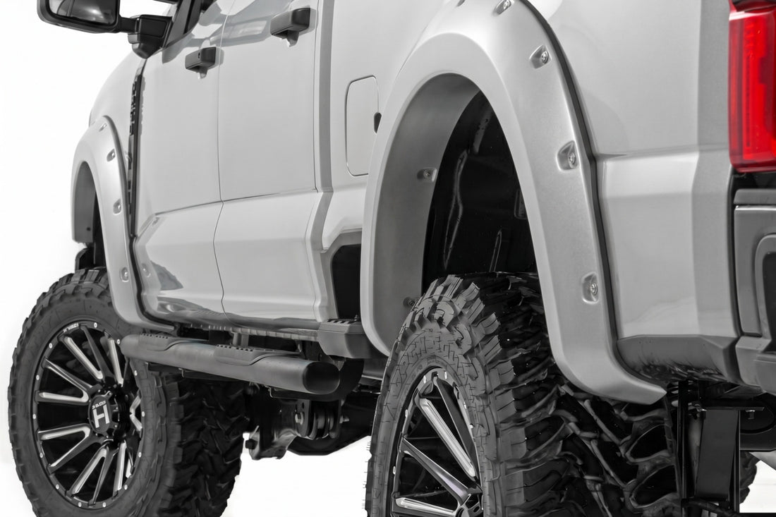 Rough Country Pocket Fender Flares | Ford F-250/F-350 Super Duty 2WD/4WD (2023-2026) - JS | Iconic Silver