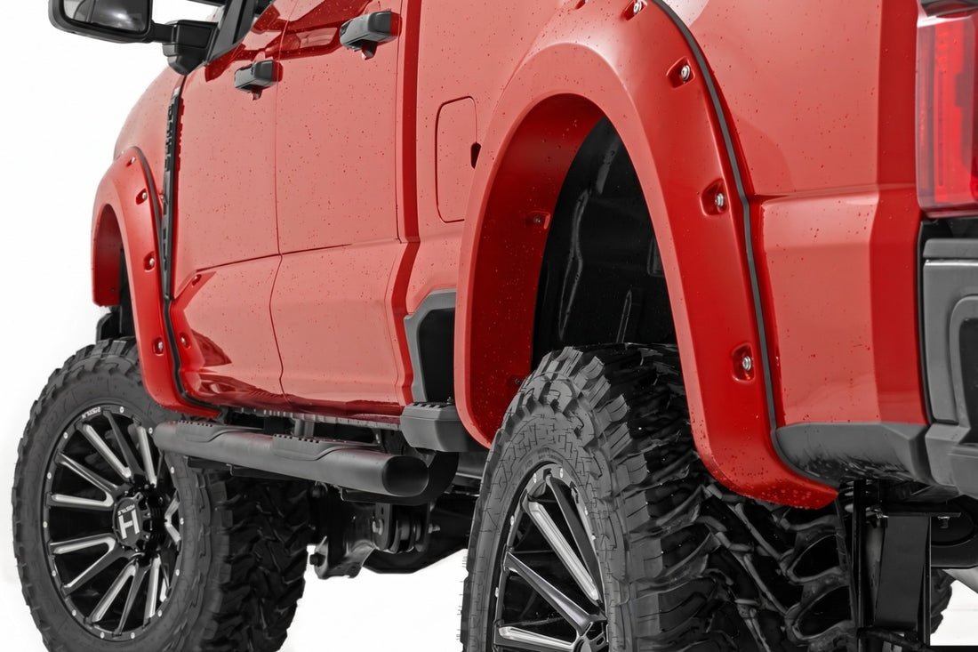 Rough Country Pocket Fender Flares | Ford F-250/F-350 Super Duty 2WD/4WD (2023-2026) - PQ | Race Red