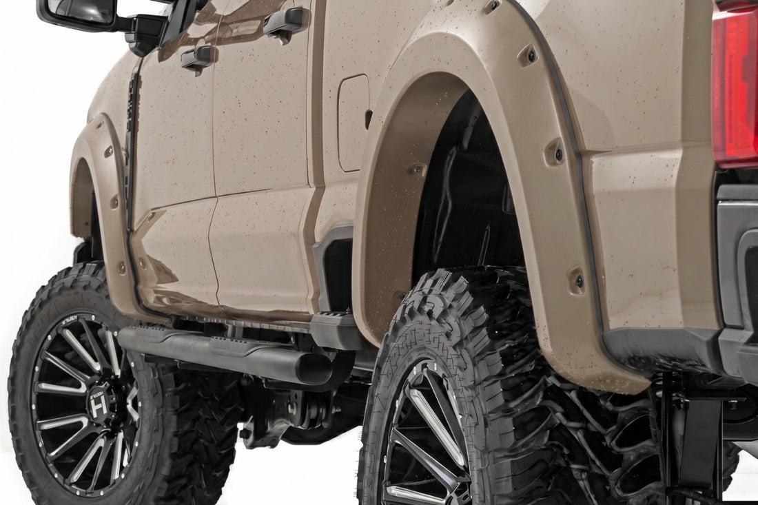 Rough Country Pocket Fender Flares | Ford F-250/F-350 Super Duty 2WD/4WD (2023-2026) - D1 | Stone Gray